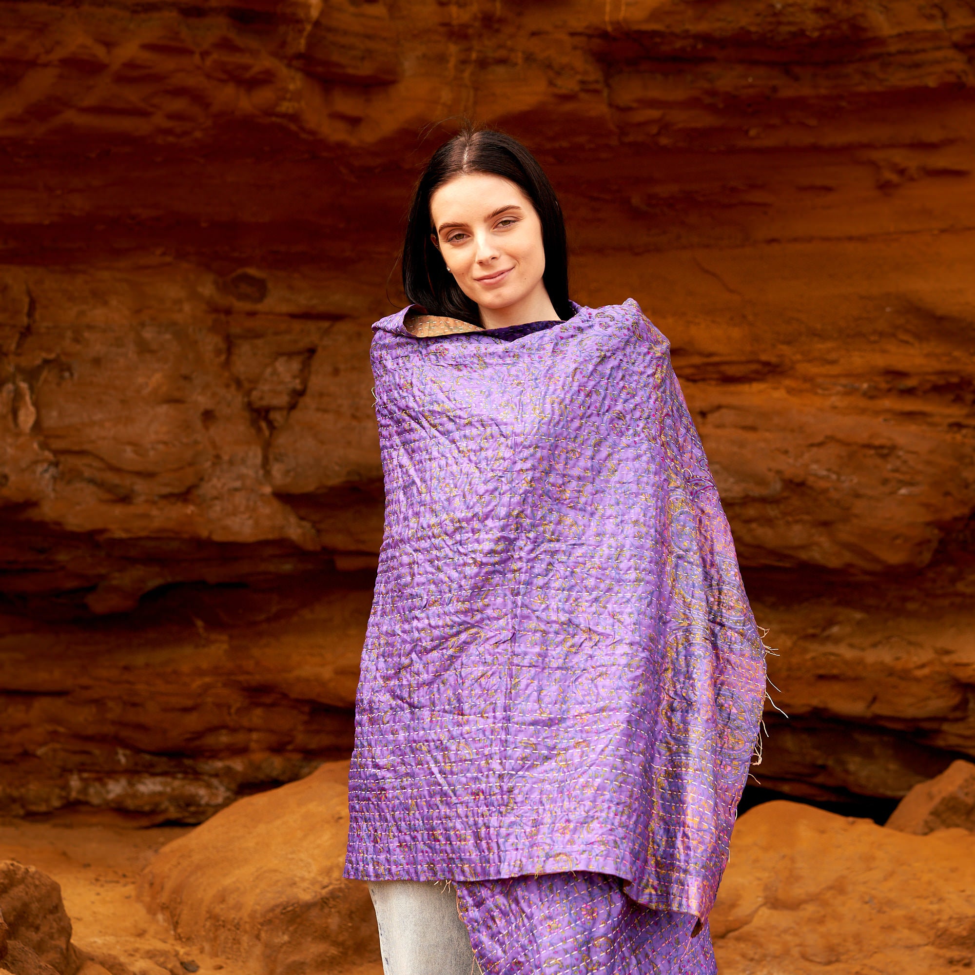 100% Silk Kantha Scarf