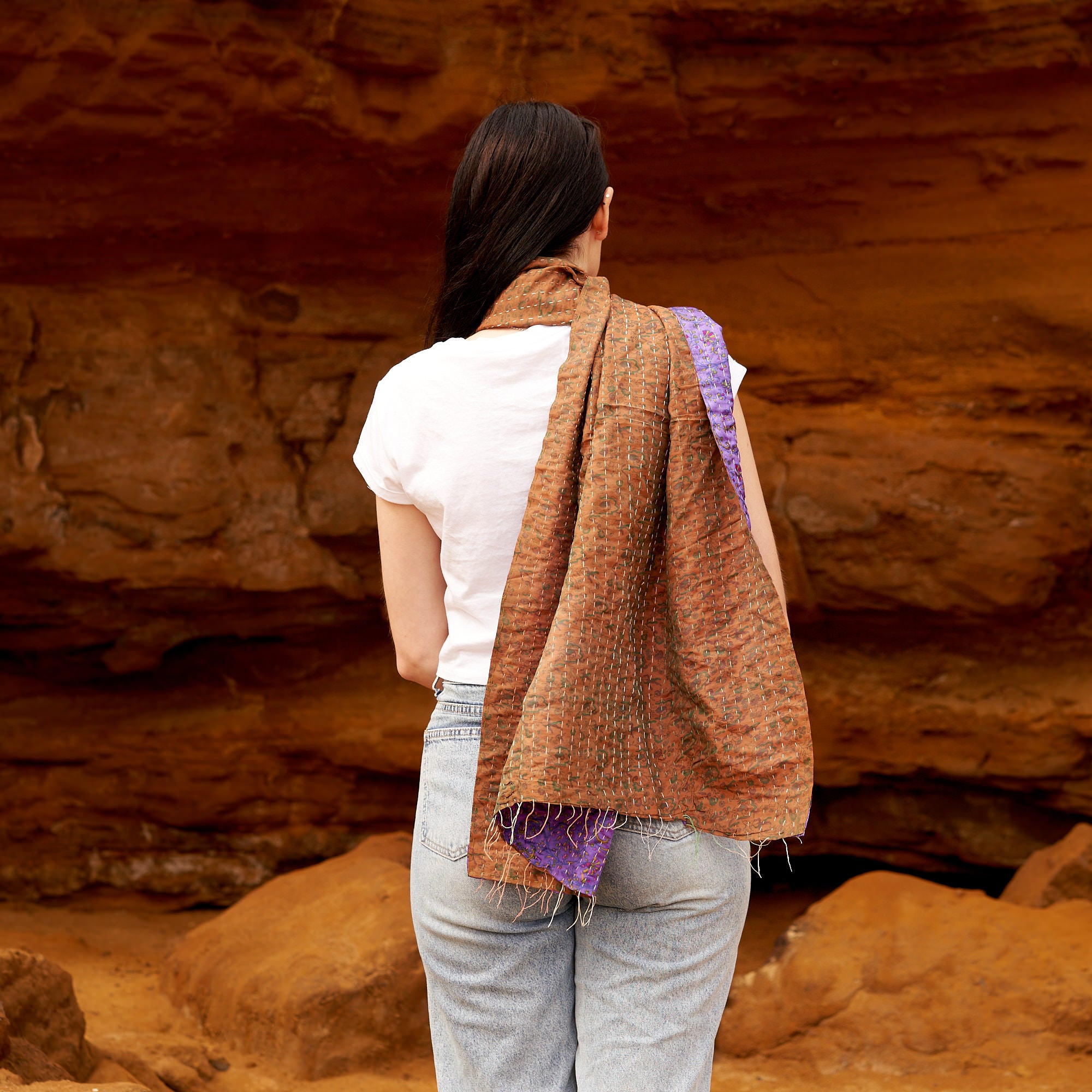 100% Silk Kantha Scarf