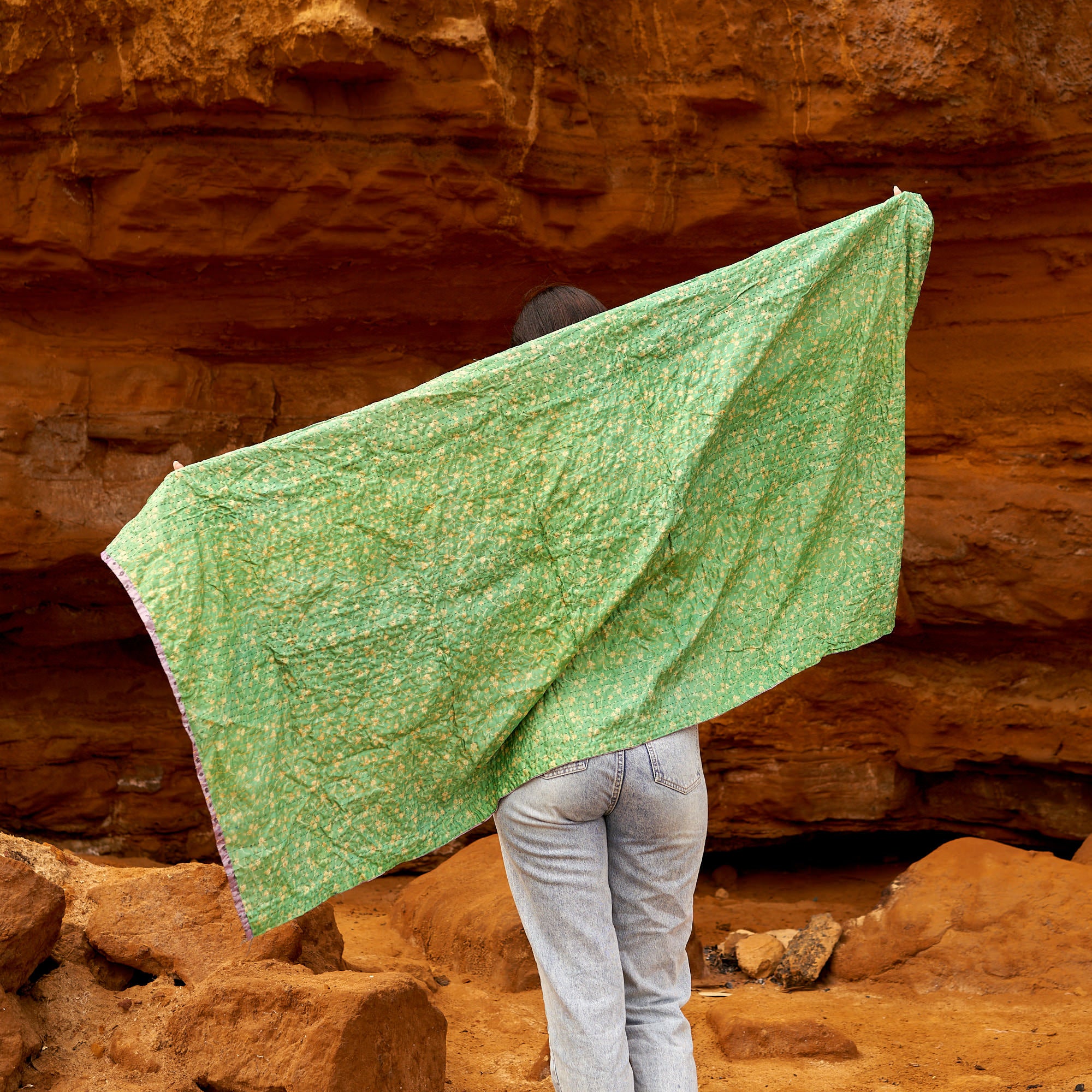 100% Silk Kantha Scarf