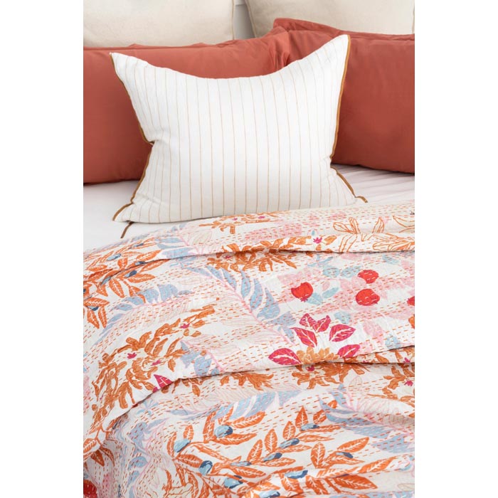 Kantha Quilt Indian Quilt Block Print Quilt Bedspread Bohemian Boho Cotton Throw Quilt Handmade Blanket Doona King Size KQ17