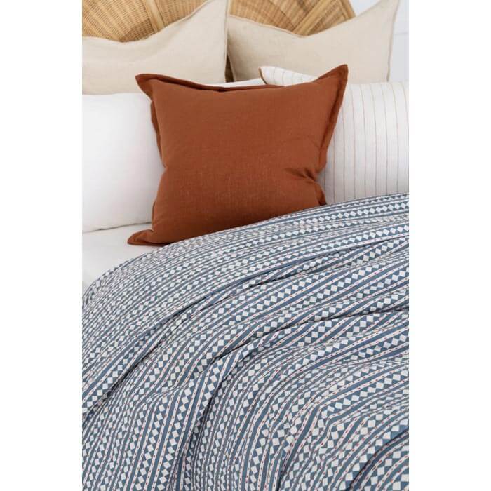 Kantha Quilt Indian Quilt Block Print Quilt Bedspread Bohemian Boho Cotton Throw Quilt Handmade Blanket Doona King Size KQ62