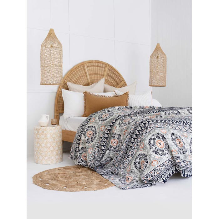 Kantha Quilt Indian Quilt Block Print Quilt Bedspread Bohemian Boho Cotton Throw Quilt Handmade Blanket Doona King Size KQ68