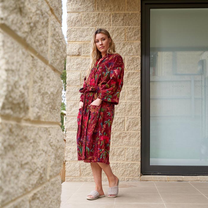 Kimono, Cotton Velvet Kimono, Bathrobe, Gift, Frida Kimono for her Floral Kimono Robe, Bridal Robes, Bridal Robes, Bridesmaids Gifts SALE VK05