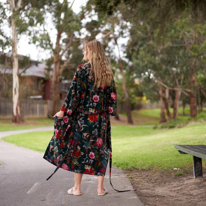 Kimono, Cotton Velvet Kimono, Bathrobe, Gift, Frida Kimono for her Floral Kimono Robe, Bridal Robes, Bridal Robes, Bridesmaids Gifts SALE VK06