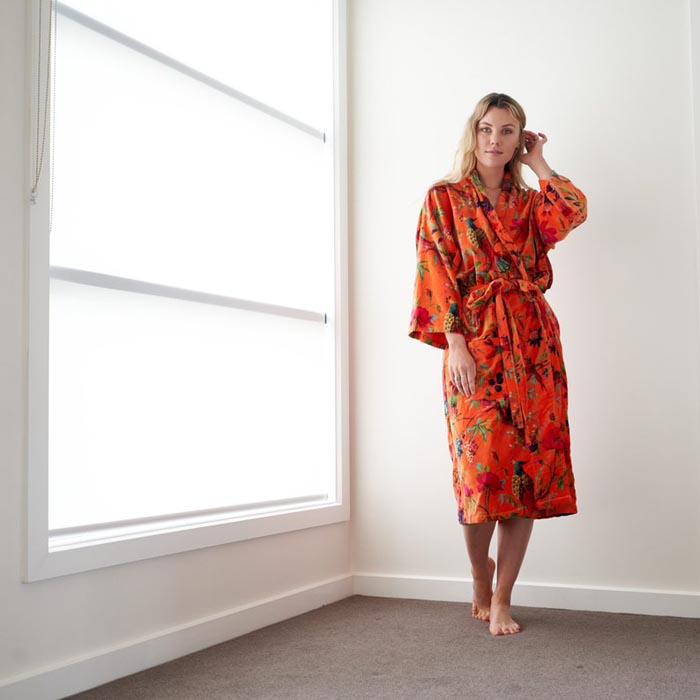 Kimono, Cotton Velvet Kimono, Bathrobe, Gift, Frida Kimono for her Floral Kimono Robe, Bridal Robes, Bridal Robes, Bridesmaids Gifts SALE VK07