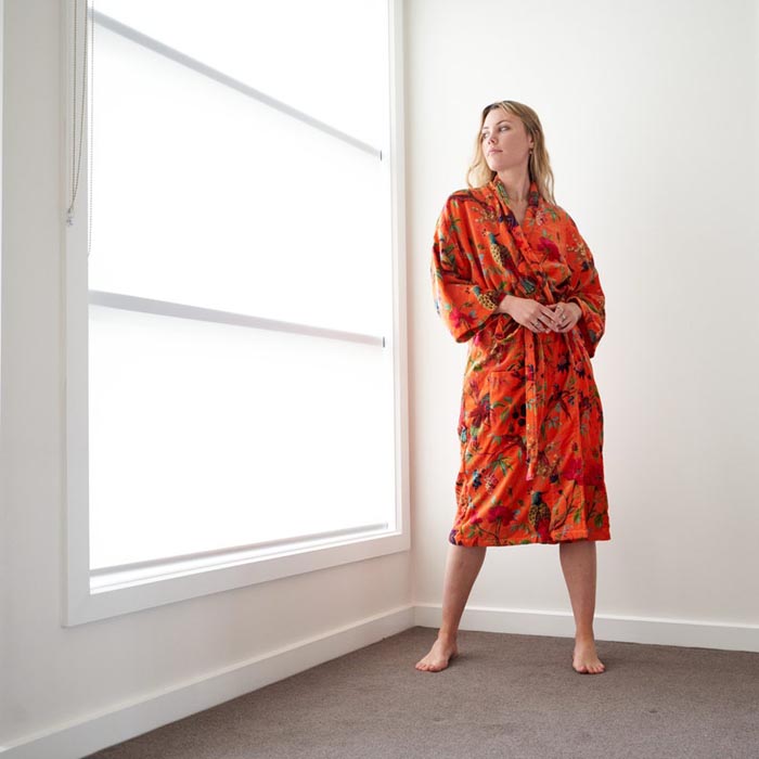 Kimono, Cotton Velvet Kimono, Bathrobe, Gift, Frida Kimono for her Floral Kimono Robe, Bridal Robes, Bridal Robes, Bridesmaids Gifts SALE VK07