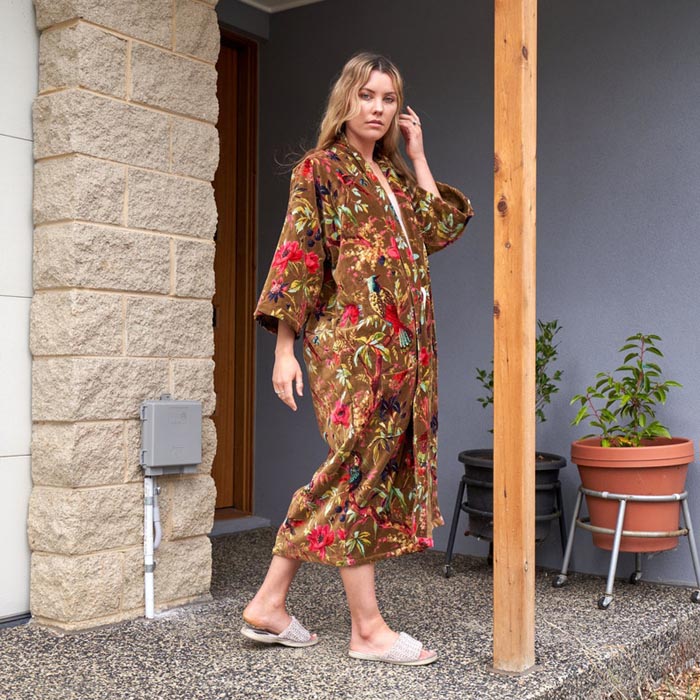Kimono, Cotton Velvet Kimono, Bathrobe, Gift, Frida Kimono for her Floral Kimono Robe, Bridal Robes, Bridal Robes, Bridesmaids Gifts SALE VK08