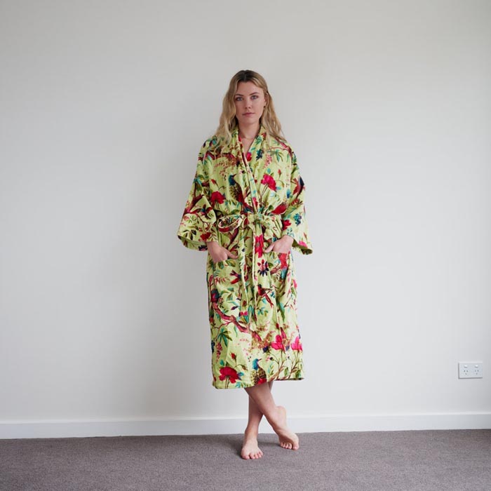 Kimono, Cotton Velvet Kimono, Bathrobe, Gift, Frida Kimono for her Floral Kimono Robe, Bridal Robes, Bridal Robes, Bridesmaids Gifts SALE VK14