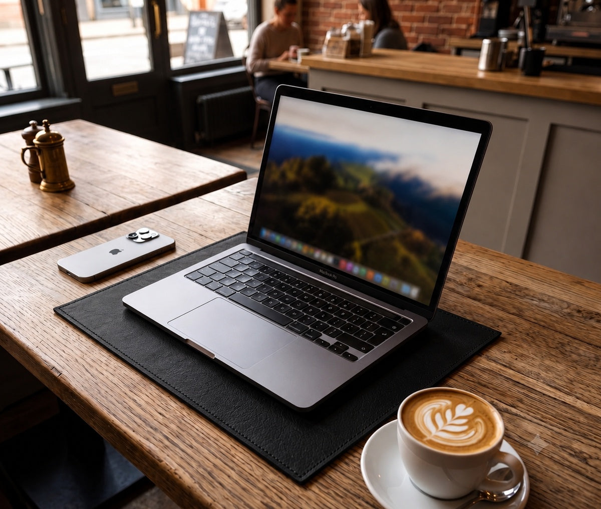 Placemat Black Leather Desk Mat | Multi-Purpose Table Protector