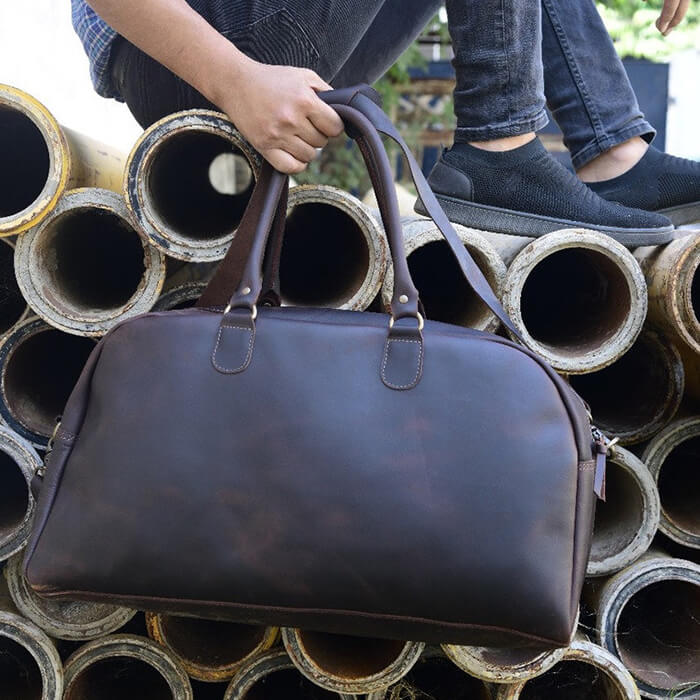 Leather Weekender, Duffle Bag, Leather Weekend Bag, Fathers Day Gift for Him, Overnight Bag, Vacation Duffel, Lightweight Luggage, Men