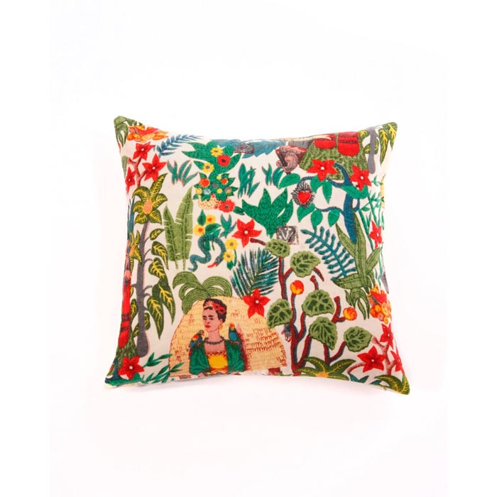 Linen Connections Frida Kahlo Velvet Cushion Cover Frida’s Garden Cushion Handmade Mexico Muertes Decorative Cushion 100% cotton velvet CC194