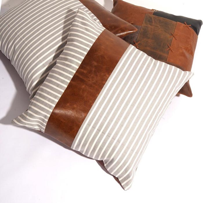 Linen Connections Genuine Leather Patchwork Cushion Cover Pillow Cover Leather Pillow Leather Cushion Vintage Leather Tan Pillow Cover CC159