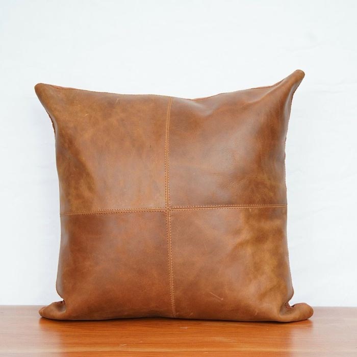 Melbourne Leather Co Genuine Leather Patchwork Cushion Cover Pillow Cover Leather Pillow Leather Cushion Vintage Leather Tan Pillow Cover CC151