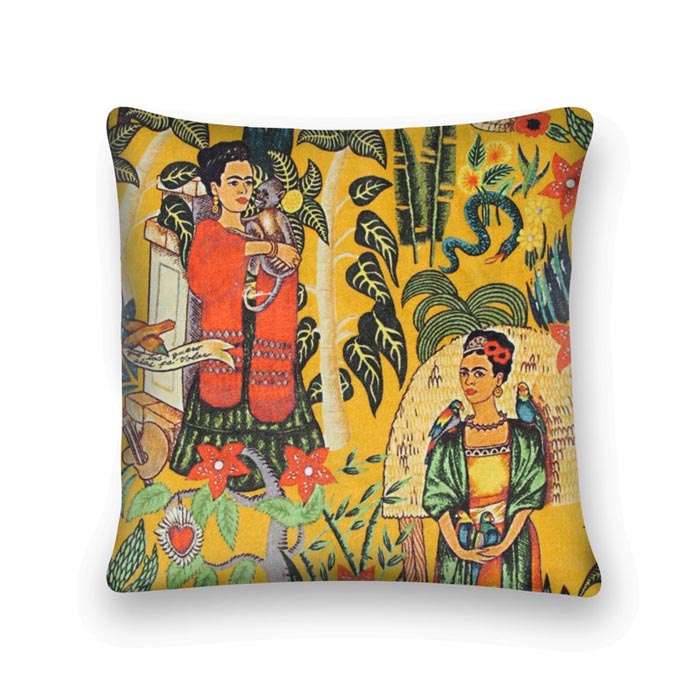 Mexican Painter Pillow Case, Frida Floral Decorative Cushion, Mexican Painter Art Garden Country Mexico Muertes Cushion Cover CC51