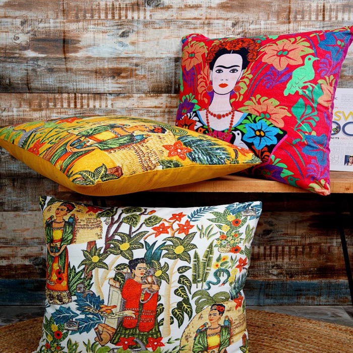 Mexican Painter Pillow Case, Frida Floral Decorative Cushion, Mexican Painter Art Garden Country Mexico Muertes Cushion Cover CC52
