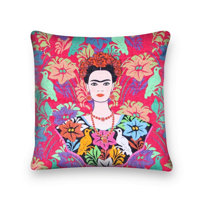 Mexican Painter Pillow Case, Frida Floral Decorative Cushion, Mexican Painter Art Garden Country Mexico Muertes Cushion Cover CC86