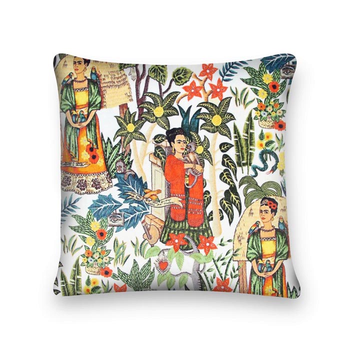 Mexican Painter Pillow Case, Frida Floral Decorative Cushion, Mexican Painter Art Garden Country Mexico Muertes Cushion Cover CC87
