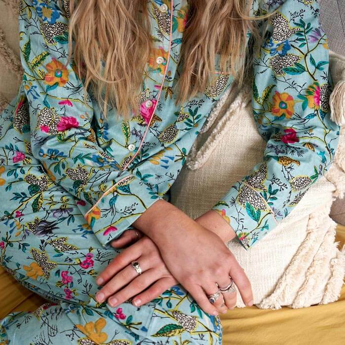 PJ Set Lounge Wear Multi Coloured BLUE FLORAL Includes 4 Sizes - S,M,L,XL PJ16