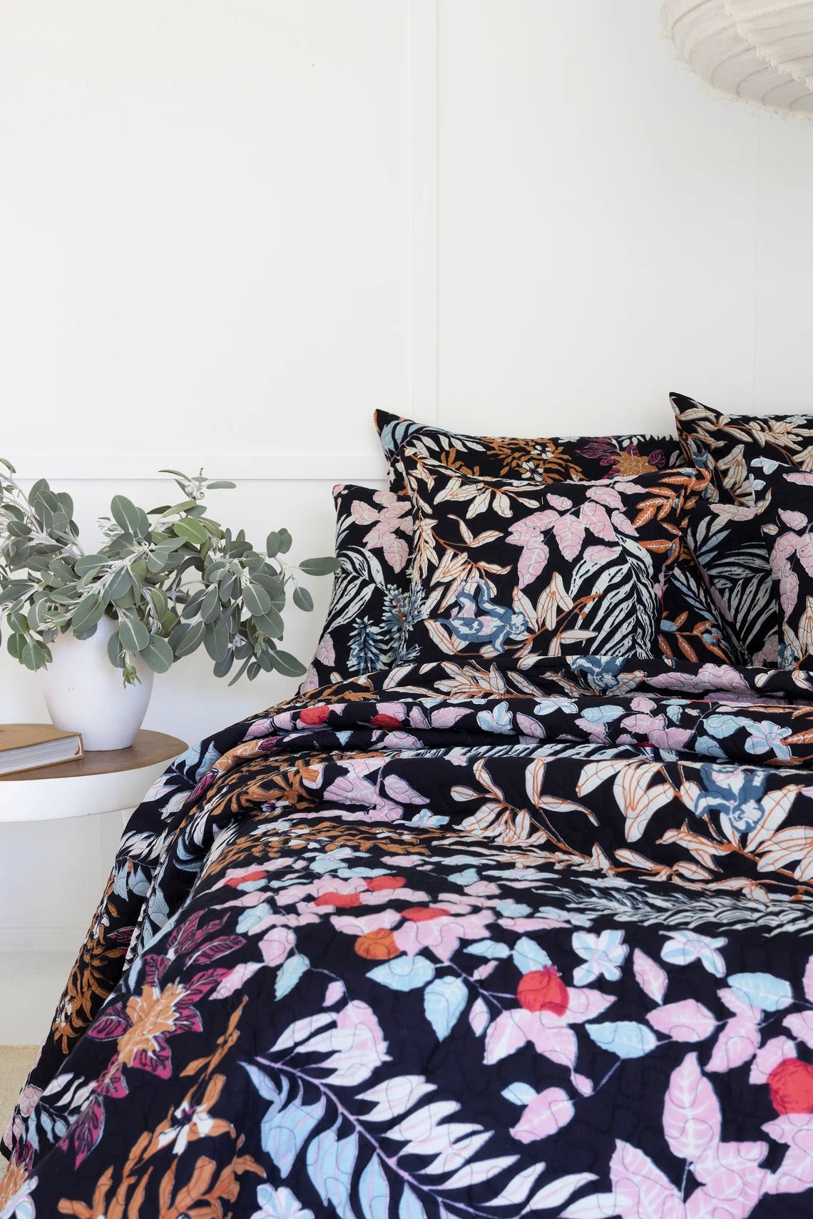 Floral Cotton Quilt Throw Bedspread Block Print Quilt Indian Quilt Comforter Duvet Cover Quilt Gift - Black Cherry Monkey