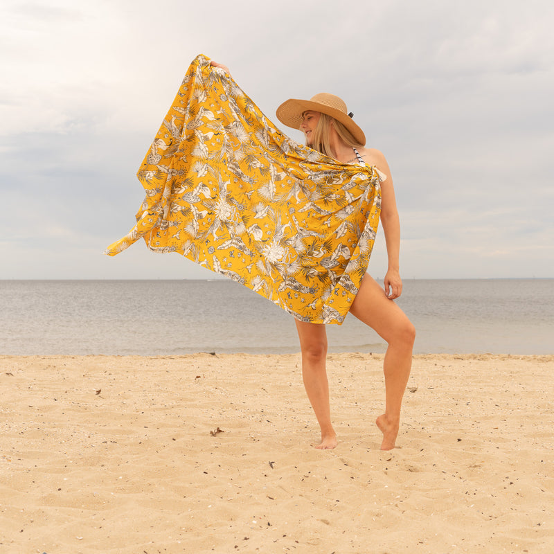 Mustard Florals - 100% Cotton Sarong