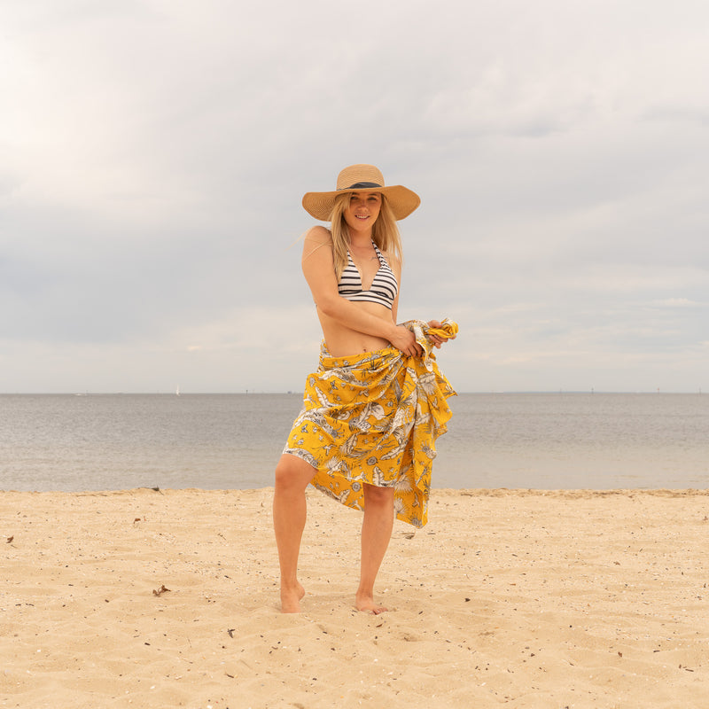 Mustard Florals - 100% Cotton Sarong