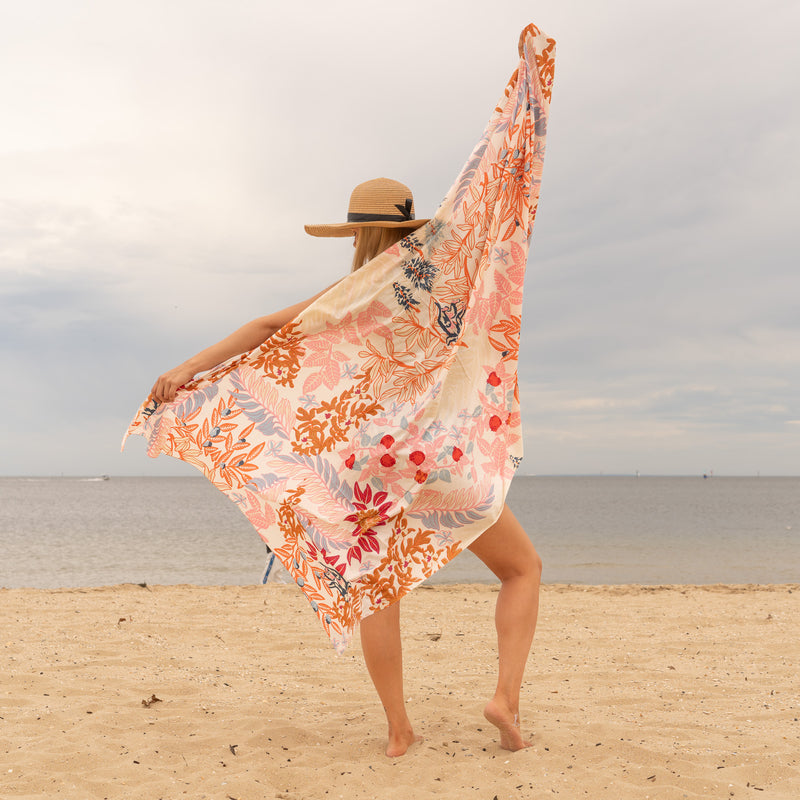 White Cherry Monkey - 100% Cotton Sarong