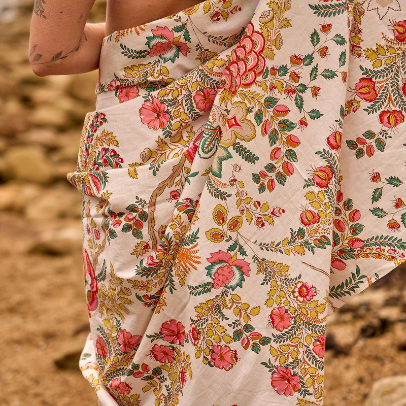 Sun Dancer Block Print Sarong - Handcrafted Cotton Wrap for Beach & Beyond