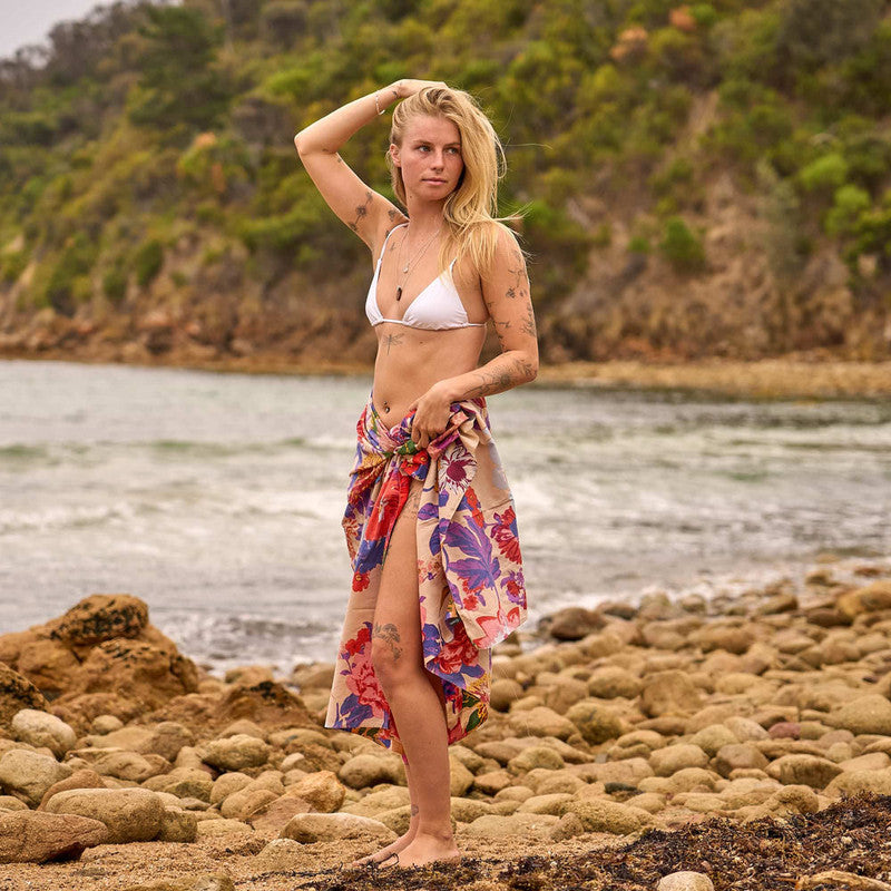 Sunset Bloom Beach Sarong - Tropical Garden