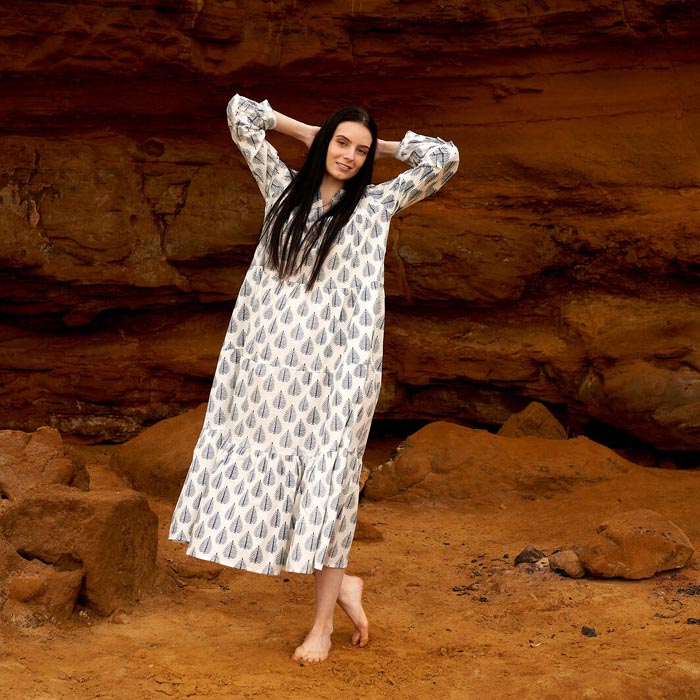 Set of 2 Cotton Maxi Dress Summer Dress Boho dress Long Boho Dress White Printed Price includes 2 Sizes S,M,L,XL BD21