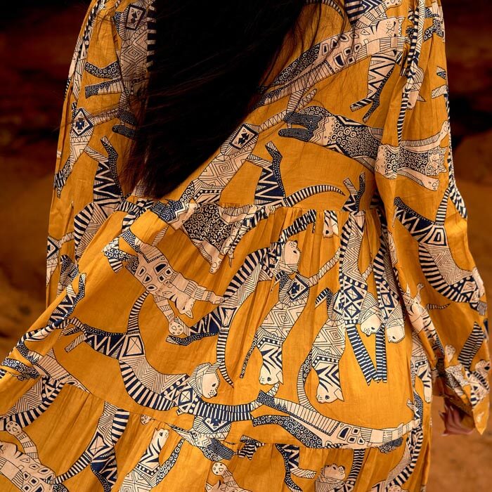 Set of 2 Cotton Maxi Dress Summer Dress Boho dressLong Boho Dress Aztec Mustard Price includes 2 Sizes S,M,L,XL BD10