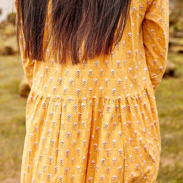 Set of 2 Cotton Maxi Dress Summer Dress Boho dressLong Boho Dress Block Print Mustard Price includes 2 Sizes S,M,L,XL BD9