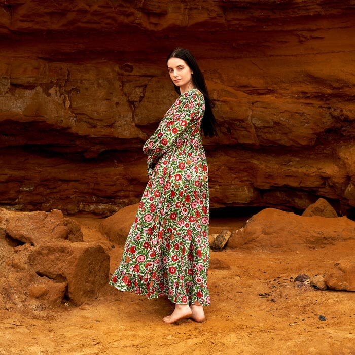 Set of 2 Cotton Maxi Dress Summer Dress Boho dressLong Boho Dress Boho Floral Price includes 2 Sizes S,M,L,XL BD15