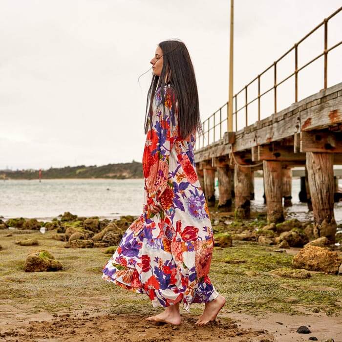 Set of 2 Cotton Maxi Dress Summer Dress Boho dressLong Boho Dress Floral Whites Price includes 2 Sizes S,M,L,XL BD6