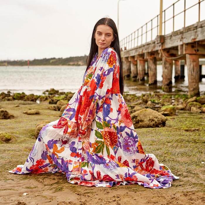 Set of 2 Cotton Maxi Dress Summer Dress Boho dressLong Boho Dress Floral Whites Price includes 2 Sizes S,M,L,XL BD6