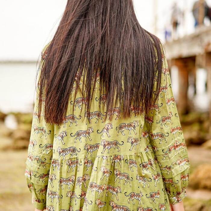 Set of 2 Cotton Maxi Dress Summer Dress Boho dressLong Boho Dress Green Tiger Print Price includes 2 Sizes S,M,L,XL BD2