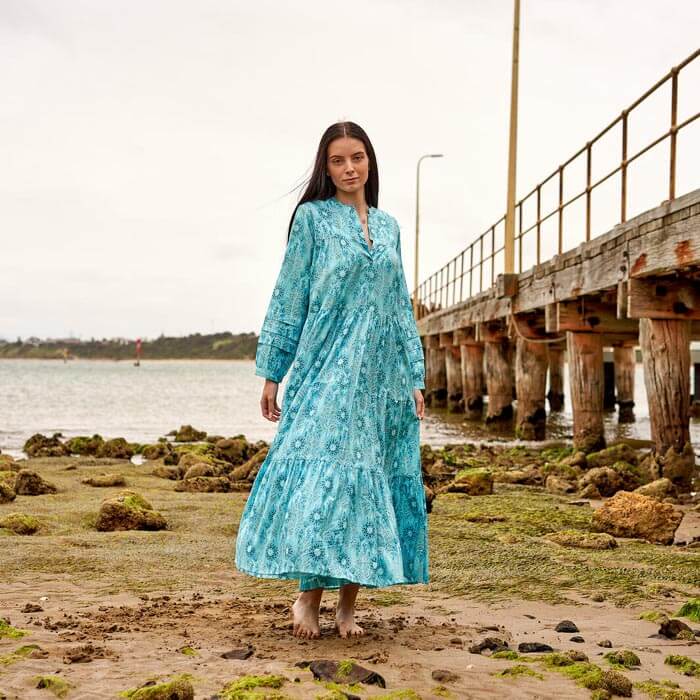 Set of 2 Cotton Maxi Dress Summer Dress Boho dressLong Boho Dress Indigo Block Print Price includes 2 Sizes S,M,L,XL BD4