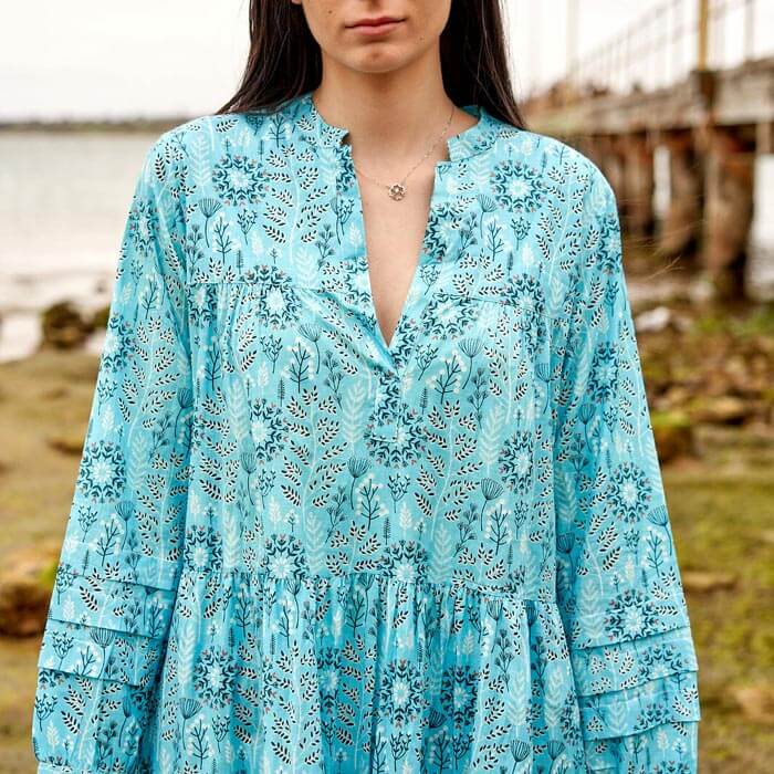 Set of 2 Cotton Maxi Dress Summer Dress Boho dressLong Boho Dress Indigo Block Print Price includes 2 Sizes S,M,L,XL BD4