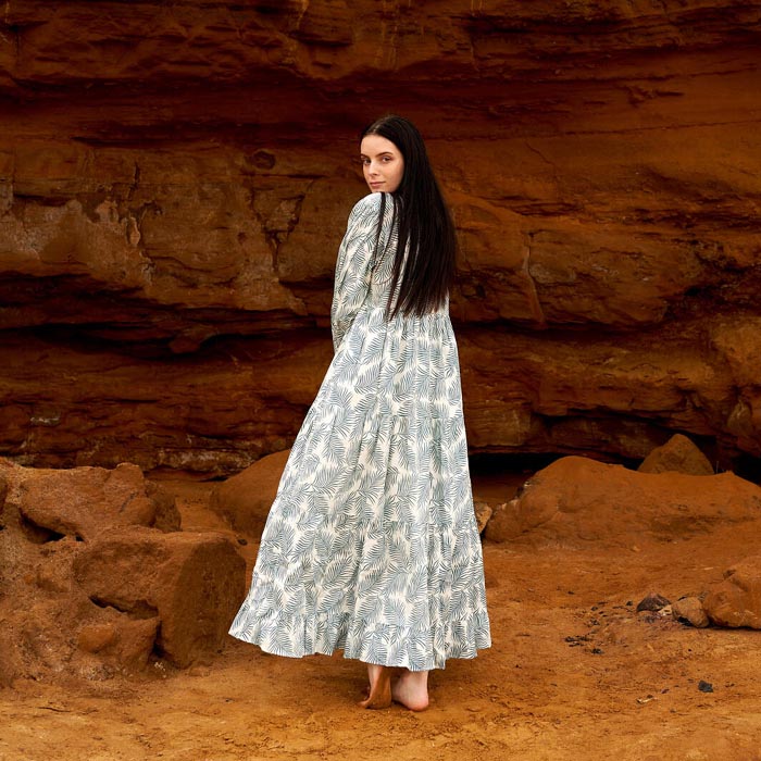 Set of 2 Cotton Maxi Dress Summer Dress Boho dressLong Boho Dress Mint leaves Price includes 2 Sizes S,M,L,XL BD18
