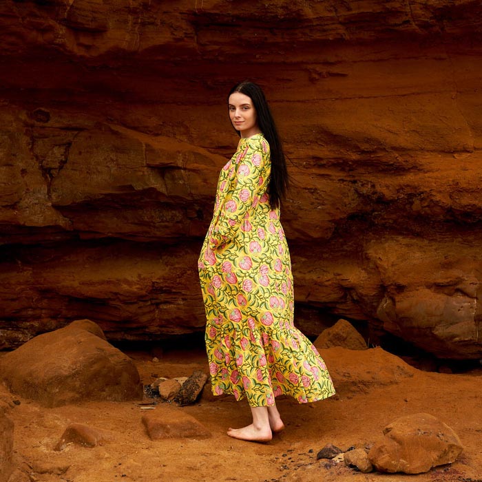 Set of 2 Cotton Maxi Dress Summer Dress Boho dressLong Boho Dress Mustard Price includes 2 Sizes S,M,L,XL BD14