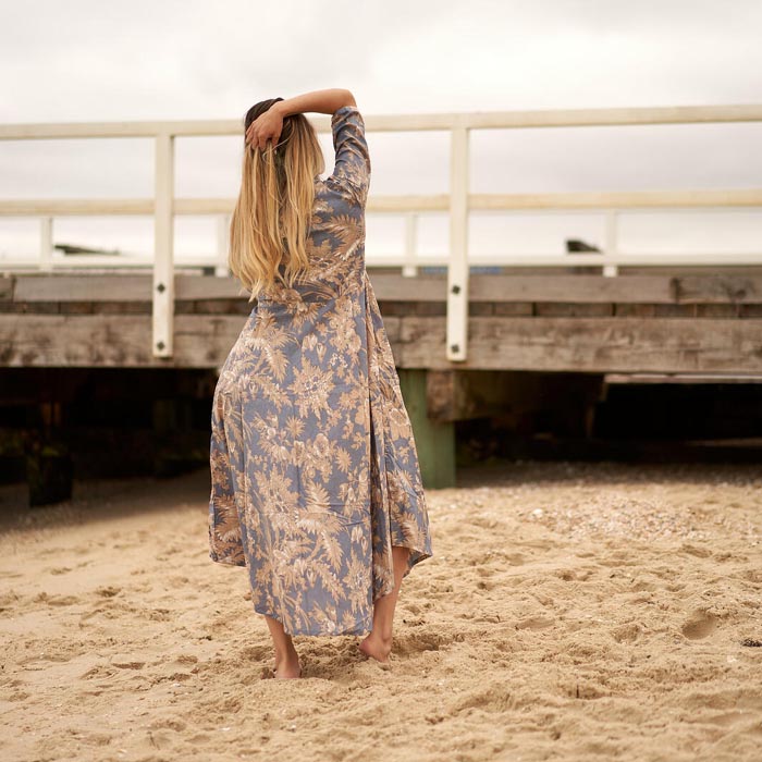 Set of 2 Umbrella Dresses Summer Dress Boho dress Long Boho Dress Blue Floral Print Price includes 2 Sizes S,M,L,XL BD29