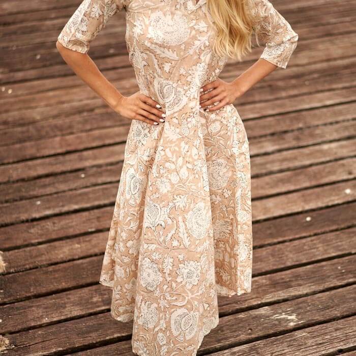Set of 2 Umbrella Dresses Summer Dress Boho dress Long Boho Dress Creamy Floral Print Price includes 2 Sizes S,M,L,XL BD27