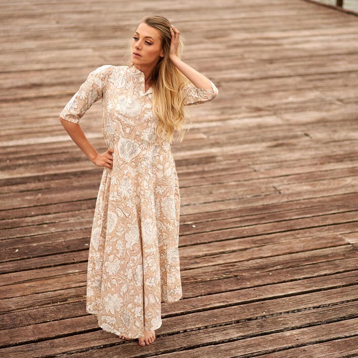 Set of 2 Umbrella Dresses Summer Dress Boho dress Long Boho Dress Creamy Floral Print Price includes 2 Sizes S,M,L,XL BD27