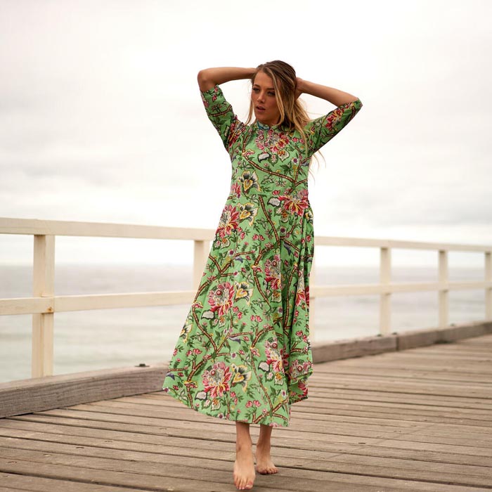 Set of 2 Umbrella Dresses Summer Dress Boho dress Long Boho Dress Green Floral Print Price includes 2 Sizes S,M,L,XL BD26