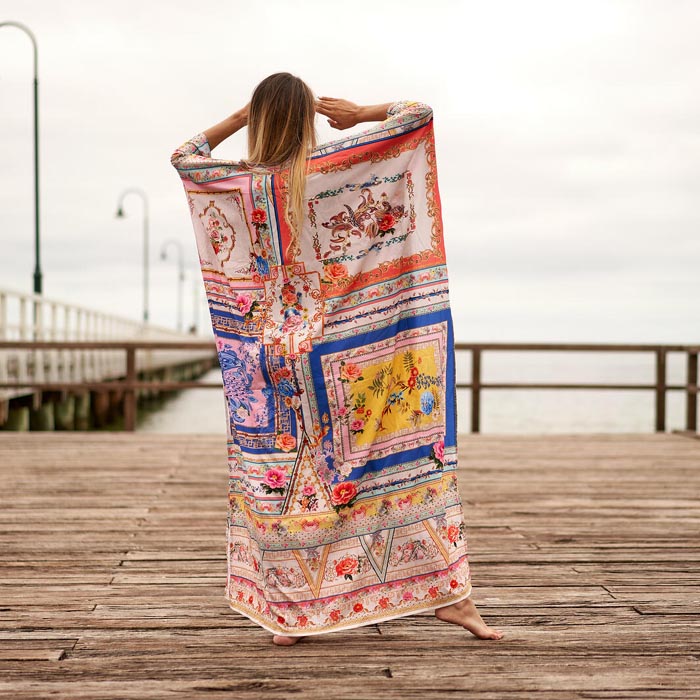 Silk Blend kaftan for women Long Caftan Resort Wear Vacation Beach Dress Boho Silk Dress Kaftan Floral SK08