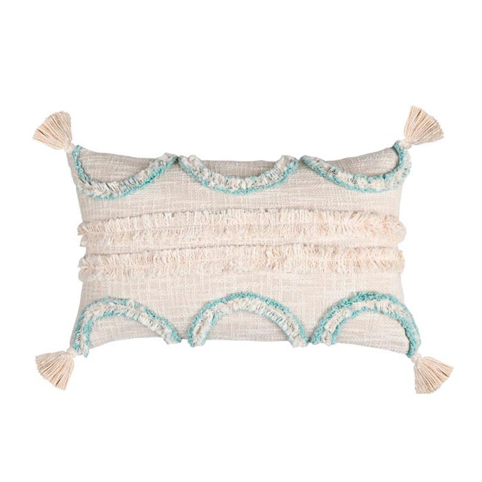 Tassels Linen Cushion Cover 30x50cm Beige Pillow Cover Handmade Boho rustic decor cream Moroccan Cushions Hand Tufted Cushion Lumbar Pillow CC191
