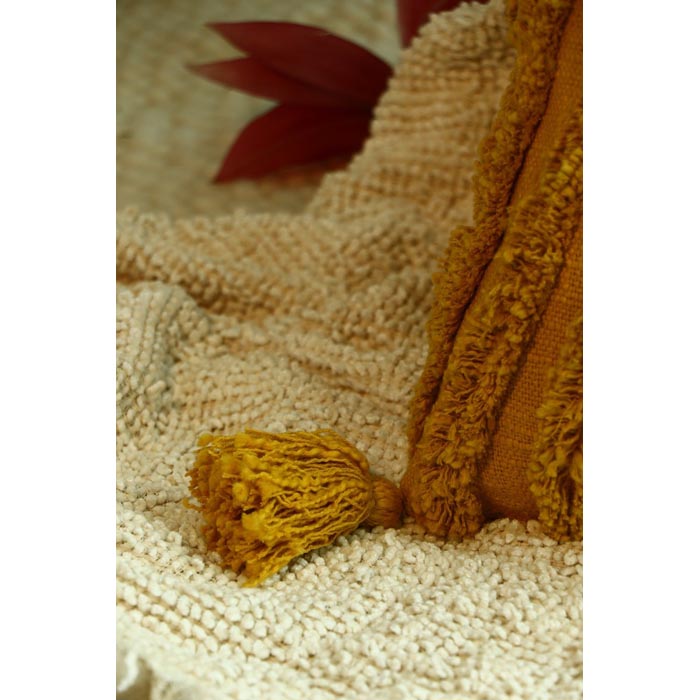 Tassels Linen Cushion Cover 50x50cm Beige Pillow Cover Handmade Boho rustic decor cream Moroccan Cushions Hand Tufted Cushion Lumbar Pillow CC163