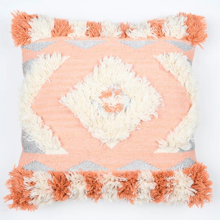 Tassels Linen Cushion Cover 50x50cm Beige Pillow Cover Handmade Boho rustic decor cream Moroccan Cushions Hand Tufted Cushion Lumbar Pillow CC164