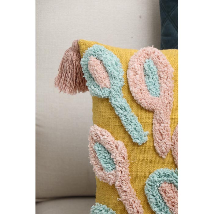 Tassels Linen Cushion Cover 50x50cm Beige Pillow Cover Handmade Boho rustic decor cream Moroccan Cushions Hand Tufted Cushion Lumbar Pillow CC172