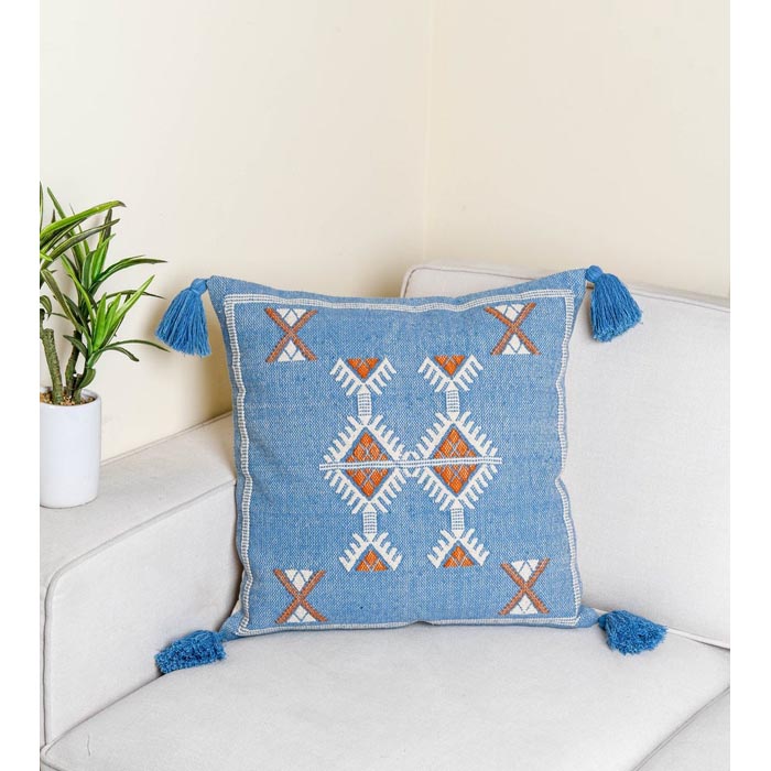 Tassels Linen Cushion Cover 50x50cm Beige Pillow Cover Handmade Boho rustic decor cream Moroccan Cushions Hand Tufted Cushion Lumbar Pillow CC201