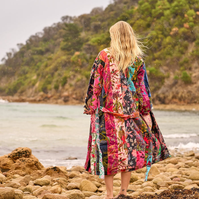 Velvet Bloom Kimono Robe - Boho Luxe Floral Wrap for Endless Wanderlust